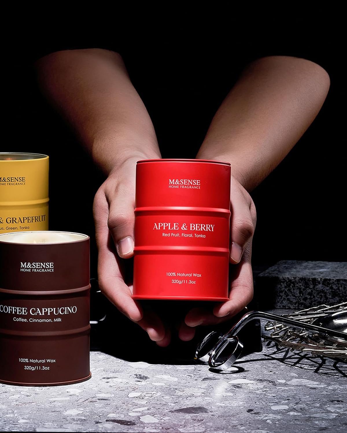 M&SENSE Coffee Cappucina Scented Candles, Soy Natural Wax Candle 11.3oz 70 Hours Long Lasting Burning, Strong Coffee Aroma Candle Unique Housewarming Appreciation Gifts