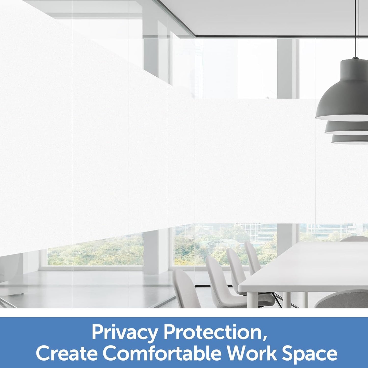 HIDBEA Frosted Window Privacy Film - Non Adhesive Static Cling Glass Stickers Sun UV Blocking Heat Control Door Covering Decals for Home Office(35.4 x 393.7 Inch, Frosted White)