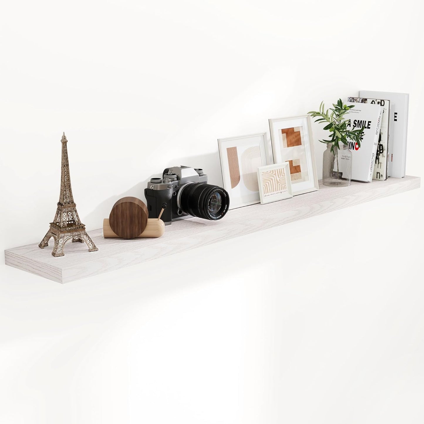 72 Inch Floating Shelves, 72 x 9 Rustic Wooden Fireplace Mantel, 9 Inch Floating Shelf for Wall, Farmhouse Wall Shelves for Home Storage & Display, Brich Color, Set of 1