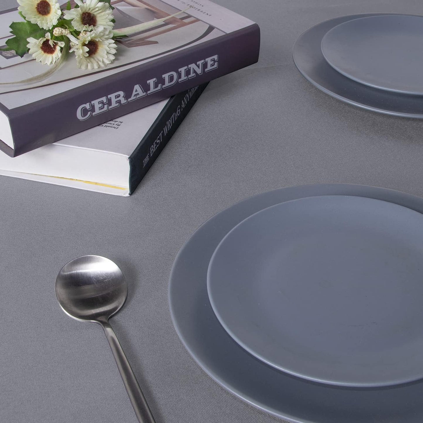 sancua Rectangle Tablecloth - 70 x 90 Inch - Stain and Wrinkle Resistant Washable Polyester Table Cloth, Decorative Fabric Table Cover for Dining Tables, Buffet Parties and Camping, Light Grey