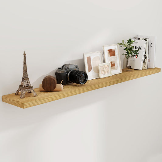 72 Inch Floating Shelves, 72 x 9 Rustic Wooden Fireplace Mantel, 9 Inch Floating Shelf for Wall, Farmhouse Wall Shelves for Home Storage & Display, Oak Color, Set of 1