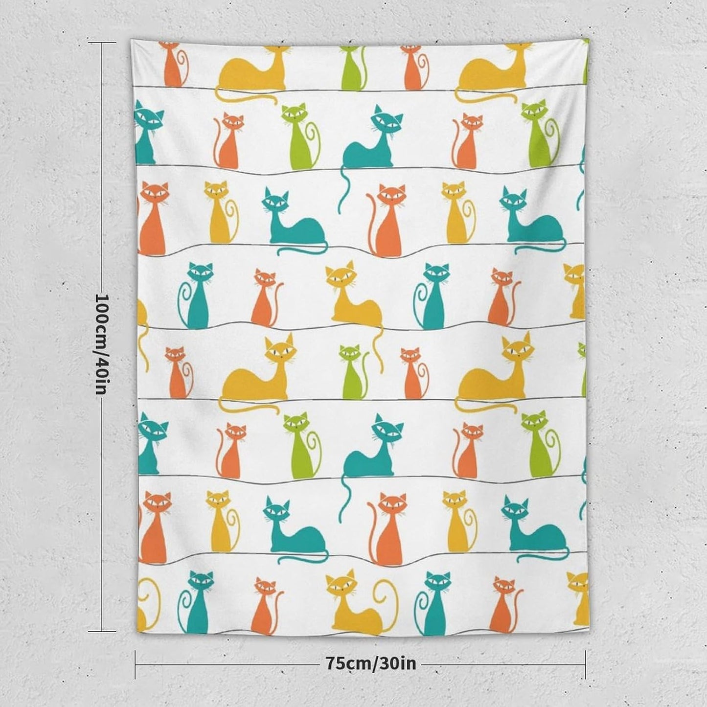 ICMOLYYENLO Boho Medieval Cat Tapestry, Abstract Atomic Starburst Geometric Aesthetic Art Wall Hanging For Bedroom Living Room Dormitory 40x60 Inches