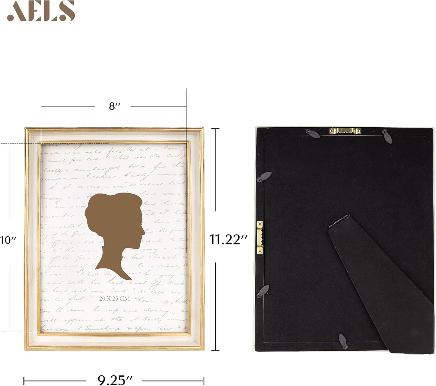 AELS 8x10 Inch Vintage Picture Frame, Elegant Antique Photo Frames with Glass Front, Photo Display, Tabletop Wall Hanging, Gift Ideas, Off-white with Gold Trim