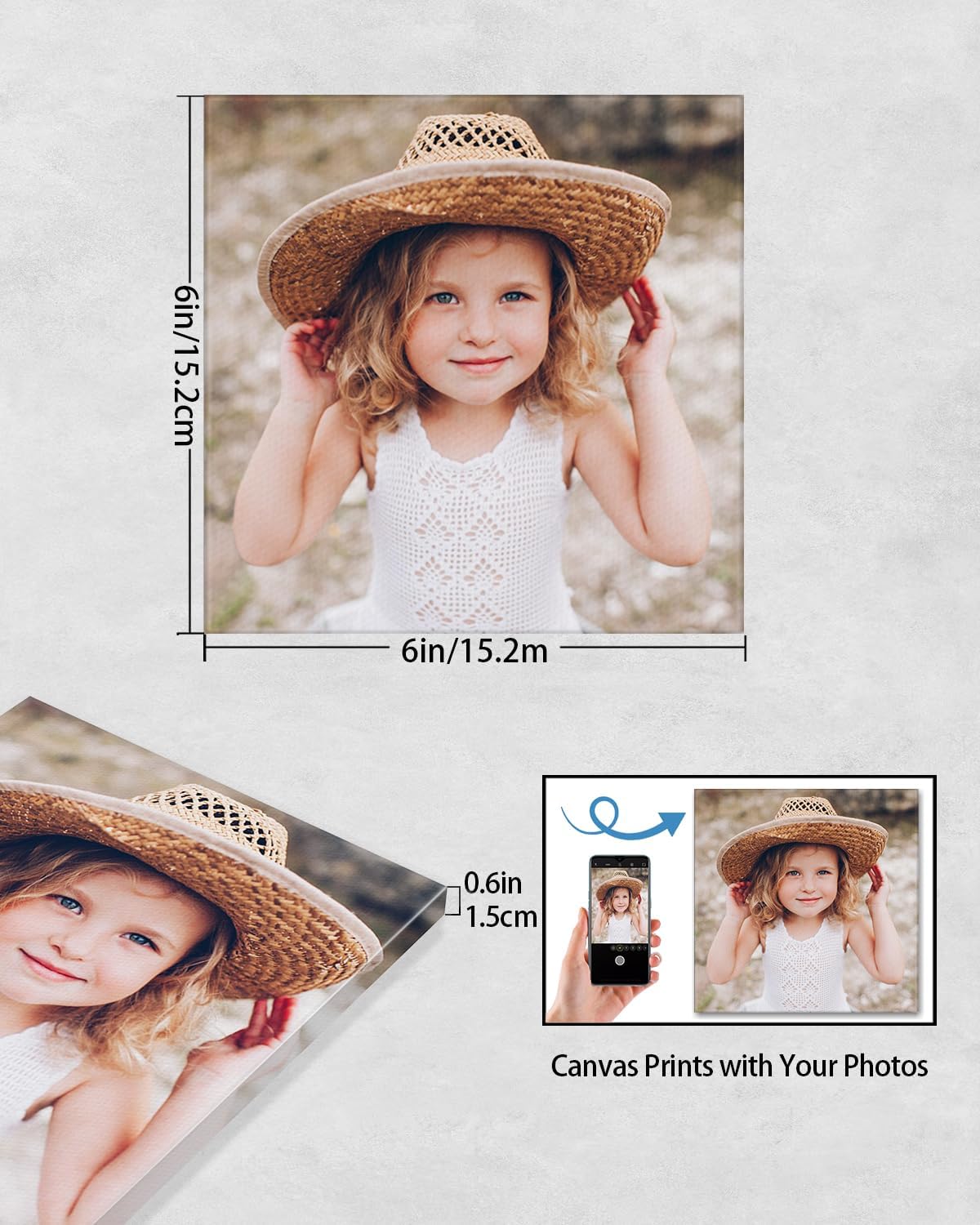 AbcCustomize Canvas Prints with Your Photos, Personalized Photo To Canvas Print for Bedroom, Living Room, Farmhouse Office Decor,Custom Canvas Wall Art for Gifts & Keepsakes, Ready to Hang