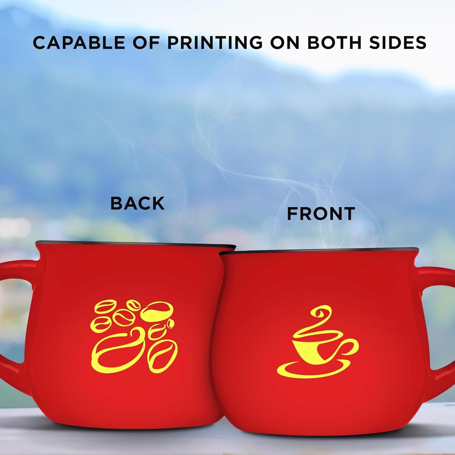 Custom Glazed Campfire Coffee Mugs 12 oz. Set of 100, Personalized Bulk Pack - Perfect for Coffee, Tea, Espresso, Hot Cocoa, Other Beverages - Red