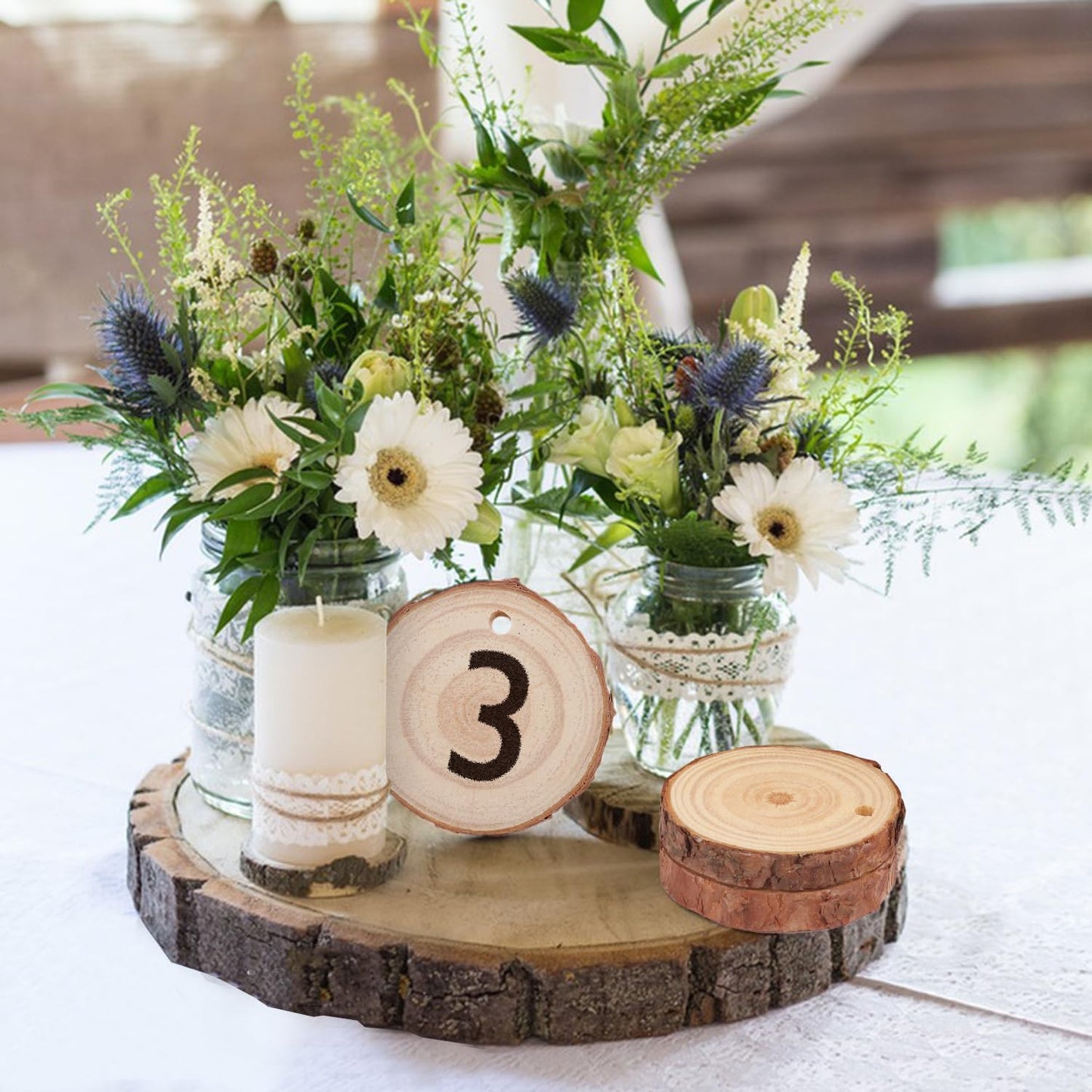 90 PCS 2.8-3inch Unfinished Wood Slices, Natural Wood Slices, Predrilled with Hole Wood Slice for DIY Arts Craft Christmas Ornaments