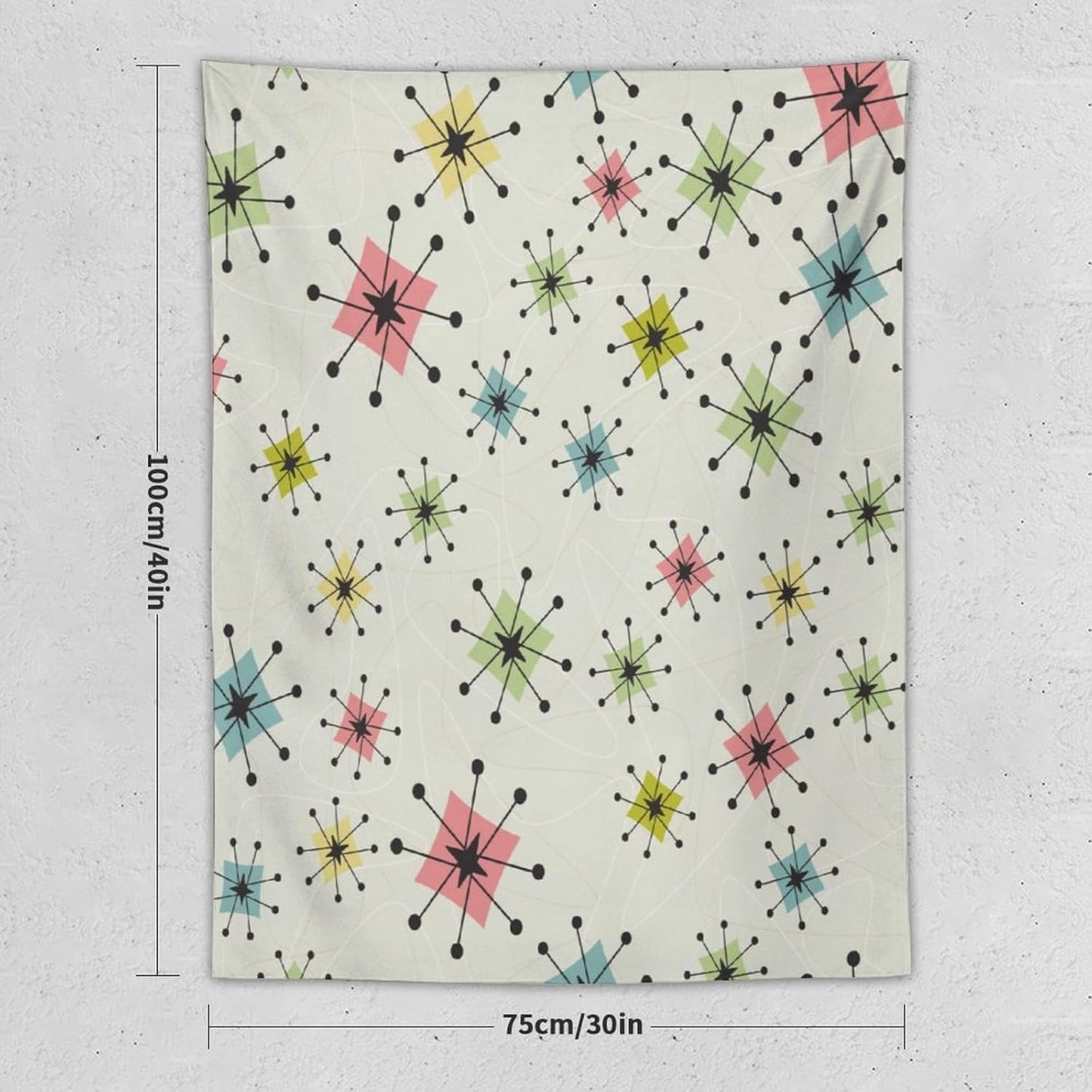 ICMOLYYENLO Abstract Cat Tapestry, Medieval Abstract Atomic Star Cat Vintage Home Wall Hanging Art Tapestry for Bedroom Living Room Dormitory 60x60 Inch