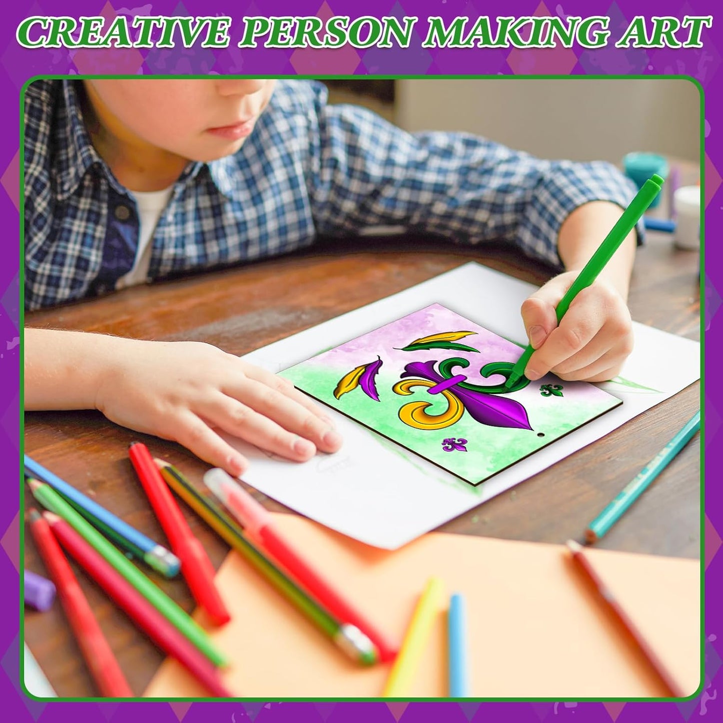 COCHIE 10 Pieces Large Mardi Gras Unfinished Wood Crafts to Paint for Adults and Kids, Bulk Predrilled Wooden Ornaments for Painting, Butterflies Paintable Wood Slices Craft Supplies with Ropes