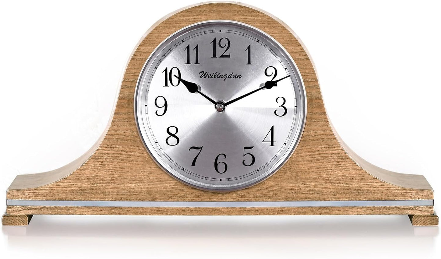 TXL Mantel Clock, Silent Wood Table Clock Battery Operated, Desk Shelf Vintage Clock for Living Room,Home Decor Gift, T20211