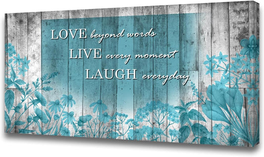 Cao Gen Decor Art S07050 Wall Art Motivational Quotes Canvas Prints 1 Panels Teal Flowers Abstract Pictures Paintings Stretched and Framed for Living Room Bedroom Kicthen Office Artwork