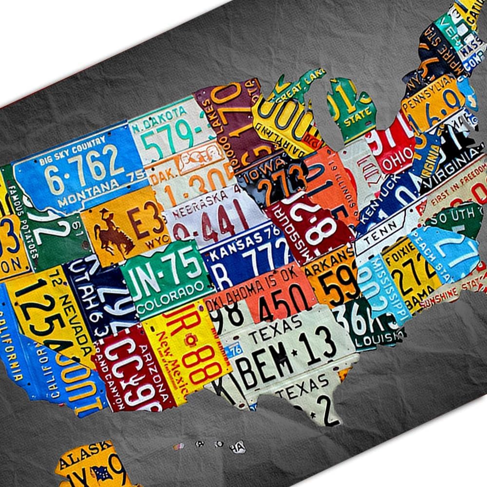 Funny Metal Tin Sign Vintage Usa Map License Plate Sign Garage Decor Map Poster License Plate Map Of The United States Usa Signs Garage Bar Home Office License Plate Decor