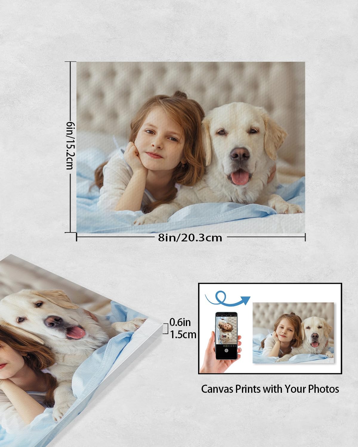 AbcCustomize Canvas Prints with Your Photos, Personalized Photo To Canvas Print for Bedroom, Living Room, Farmhouse Office Decor,Custom Canvas Wall Art for Gifts & Keepsakes, Ready to Hang