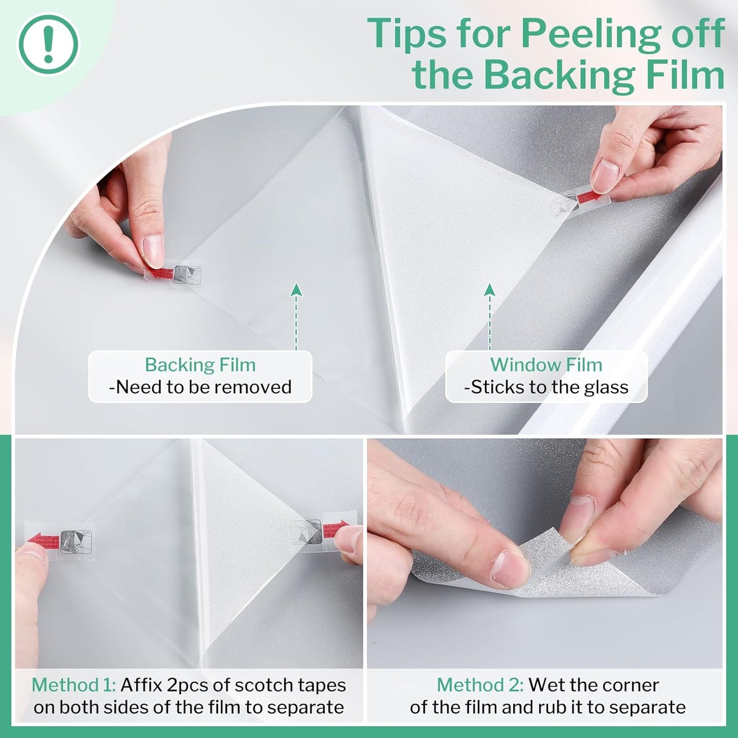 DOWELL Window Privacy Film, Frosted Glass Window Film, Static Cling Non-Adhesive Glass Clings, Sun Blocking Opaque Coverings, Reusable Door Stickers for Bathroom Home Office, Pure, 17.5"x157.5"