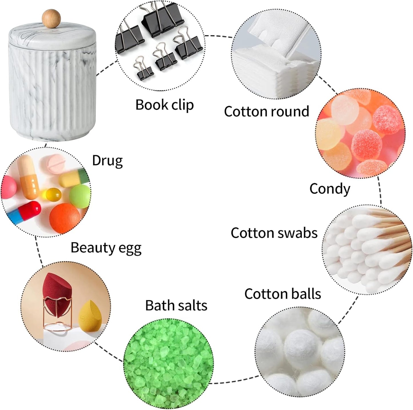 Bathroom Canister with Lid Qtip Holder Dispenser Jar Storage Organizer for Bathroom, Bedroom, Vanity, Kitchen Cabinet