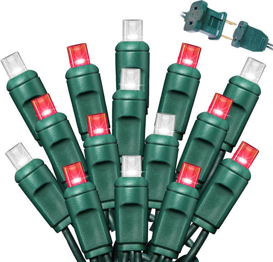 1200LED (24pk of 50L) String Lights, LED Christmas Lights, 6" SPACING,Green Wire, Red and White