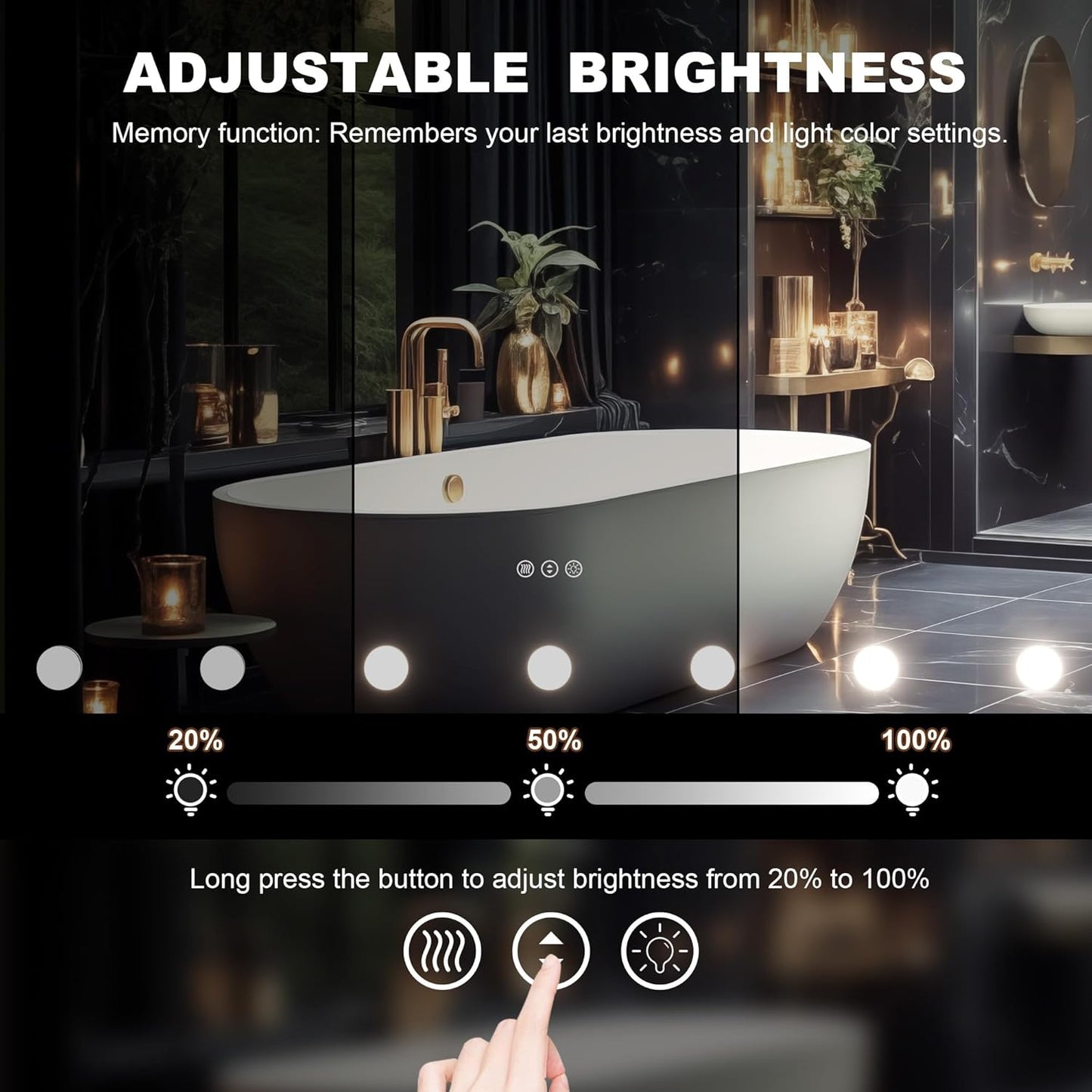 Hasipu LED Bathroom Mirror with Lights, 71" x 36" Hollywood Wall-Mounted Bathroom Mirror with 30 Dimmable Bulbs, 3 Colors Modes, Touch Control, Anti-Fog, Memory Function, Shatter-Proof, ETL Listed