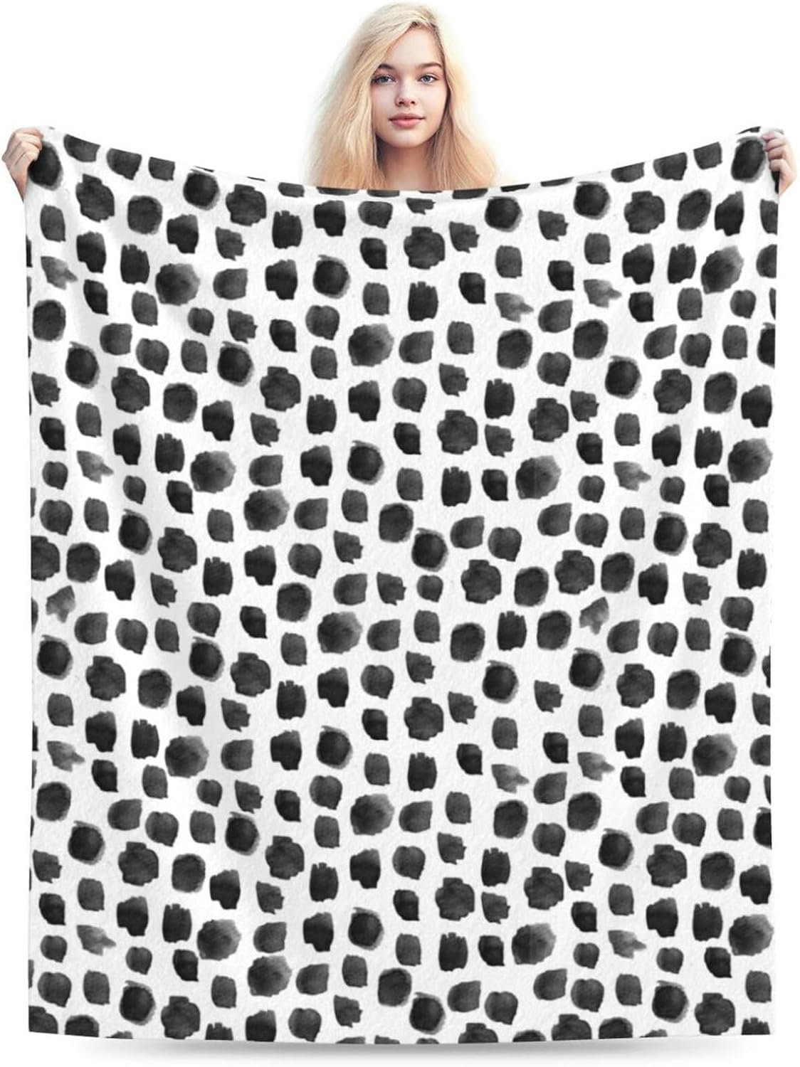 HGOD DESIGNS Watercolor Polka Dot Flannel Fleece Bed Blanket Throw Blanket Lightweight Cozy Plush Blanket for Bedroom Living Rooms Sofa Couch 50"x60"