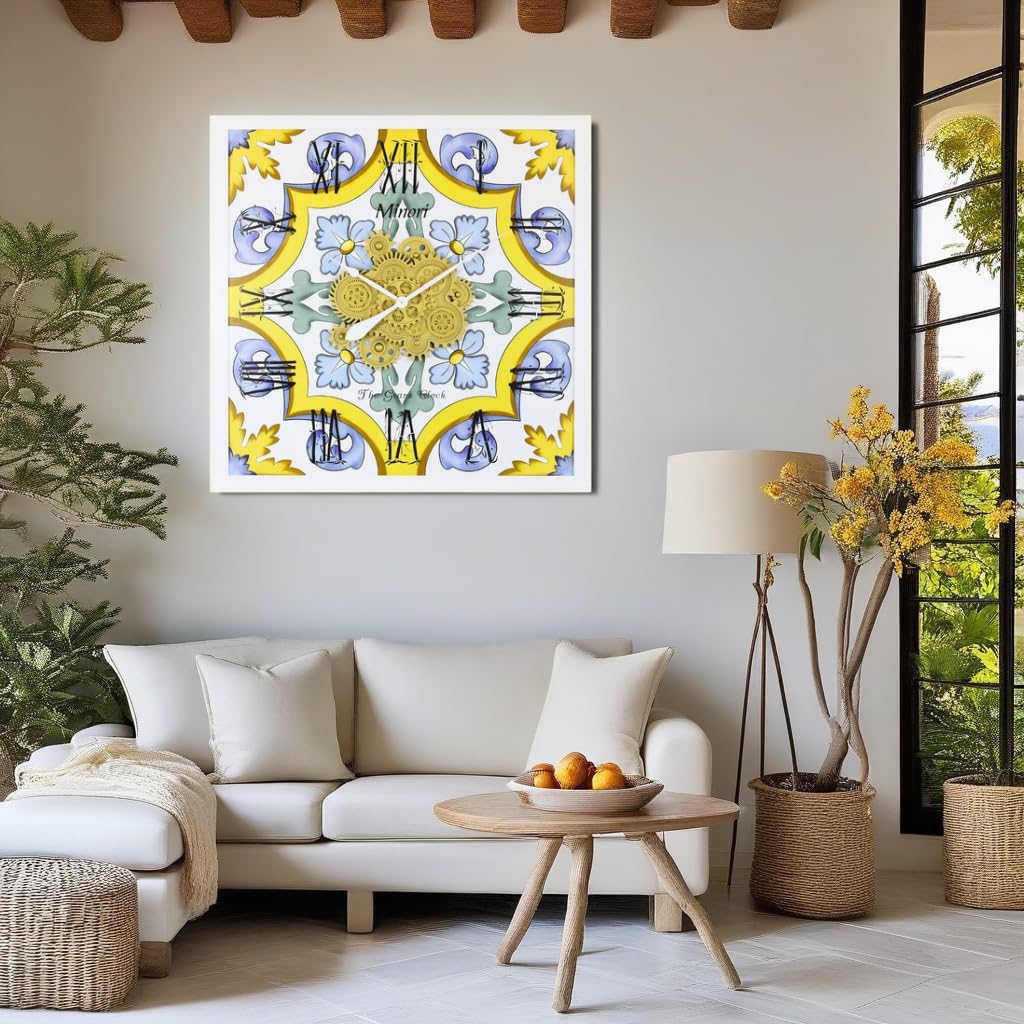 The Gears Clock Wall Clock Italy Collection with Moving Gears (Minori, 36 inch Square)
