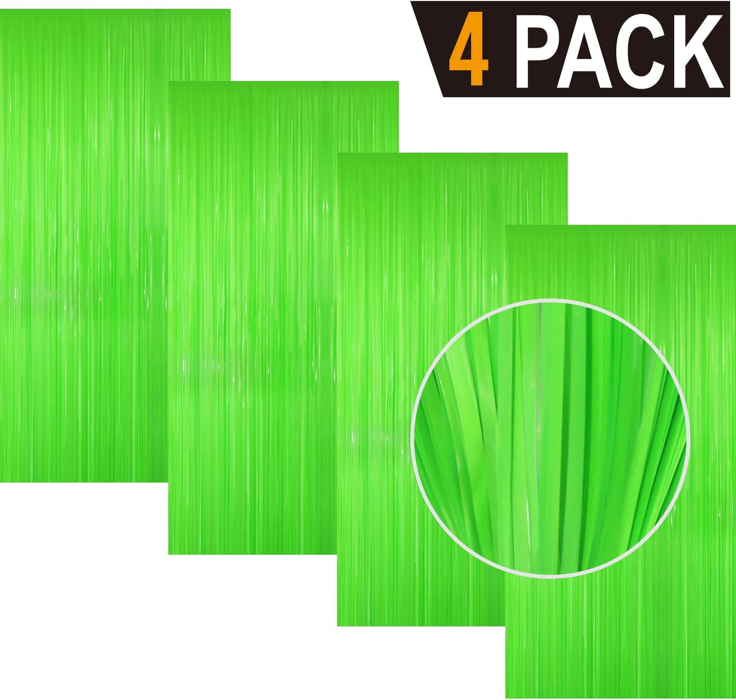 GOER 3.2 ft x 8.2 ft Party Backdrop Party Streamers for Birthday,Graduation,New Year Eve Decorations Wedding Decor(4 Packs,Candy Lime Green)