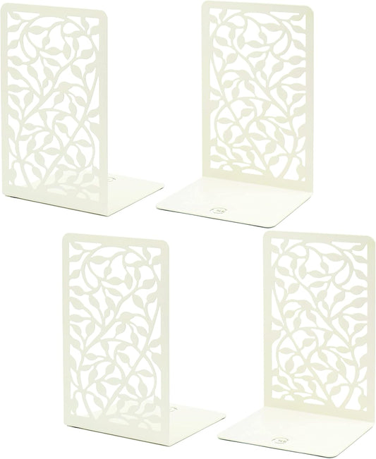 CNK Book Ends Bookends for Decorative Books Holder Bookend Shelves End Hold Heavy Duty Holders Stoppers Metal Stopper Cute Boho Bookshelf Holds Cookbook Office Home Set of 4 Bookends Pair White