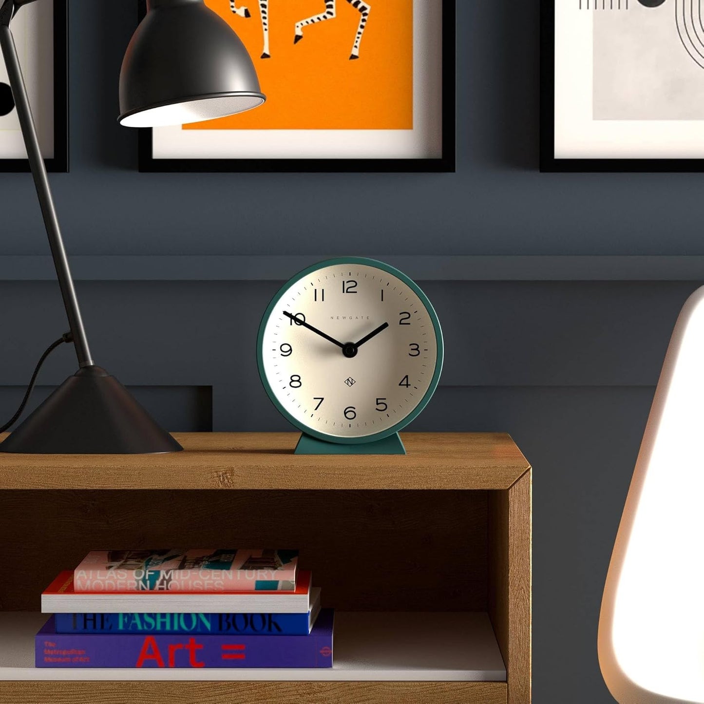 NEWGATE® M Mantel Echo Desk Clock | Modern Round Design | Eden Green | Easy to Read Numbers | Contemporary Style for Desk, Table, Shelf or Bedside