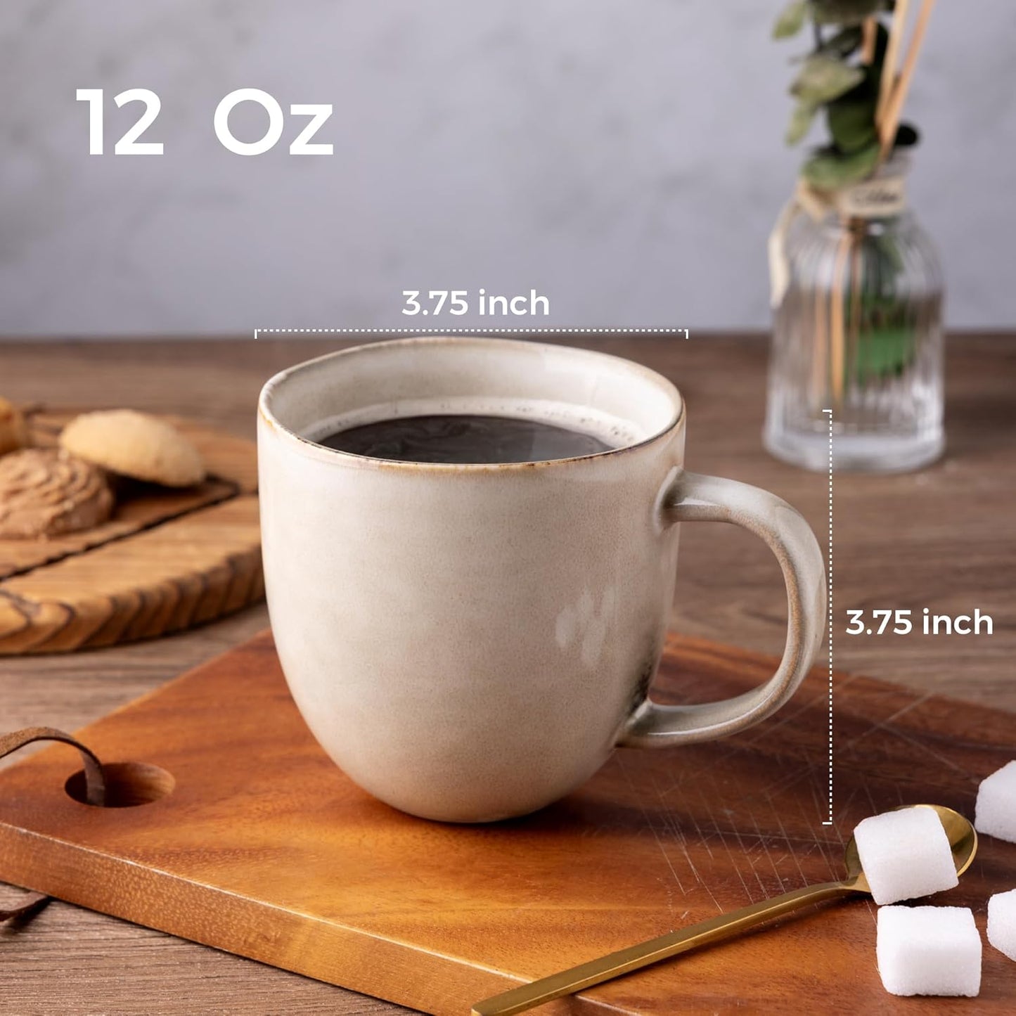 AmorArc 12oz Coffee Mugs, Ceramic Coffee Mugs set of 6 for Man, Woman, Dad, Mom, Modern Coffee Mugs with handle for Latte/Cappuccino/Milk/Cocoa. Dishwasher&Microwave Safe, Cappuccino