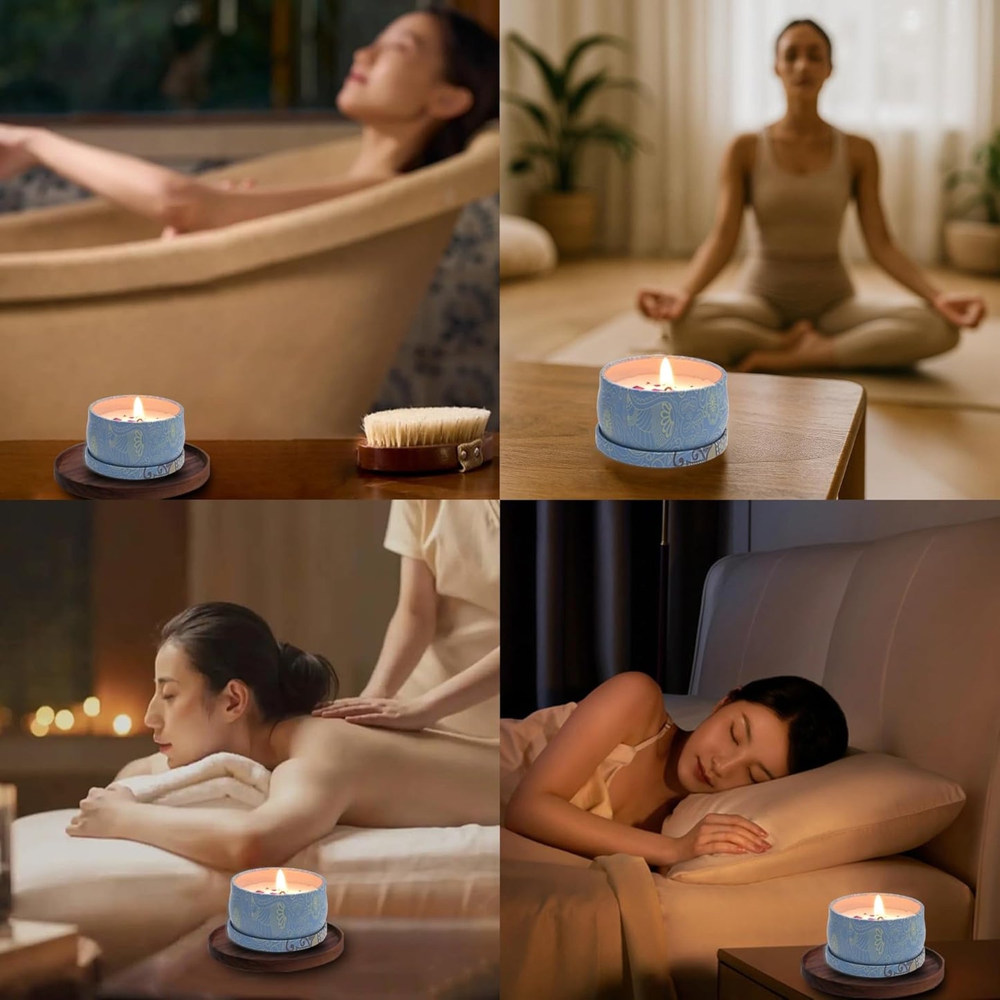 Aromatherapy Soy Candles Gift Set for Women – 4 Pack Scented Candle Set with Lavender, Rose, Jasmine & Freesia, Relaxing Stress Relief Gifts, Mother’s Day, Christmas,Small Candles for Gifts