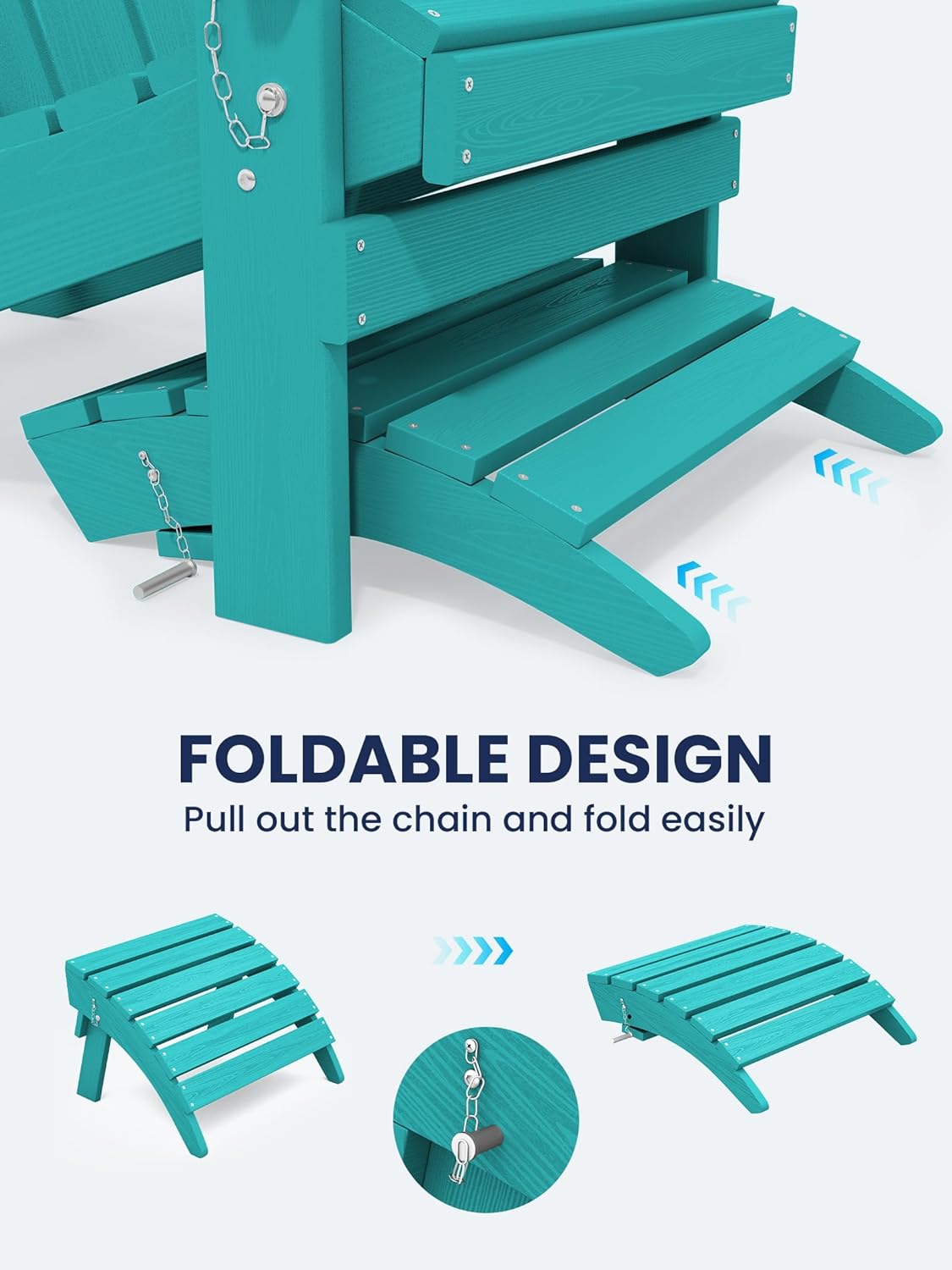 KINGYES Folding Adirondack Ottoman for Adirondack Chair, Aruba