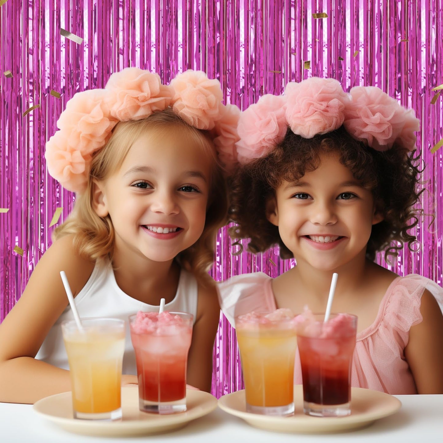 3 Pack Foil Fringe Backdrop - Hot Pink Shiny Tinsel Curtains for Party Decoration/Photo Booth Props - 3.3x8.2 FT Metallic Foil Backdrop for Birthday, Wedding, Graduation, Christmas.