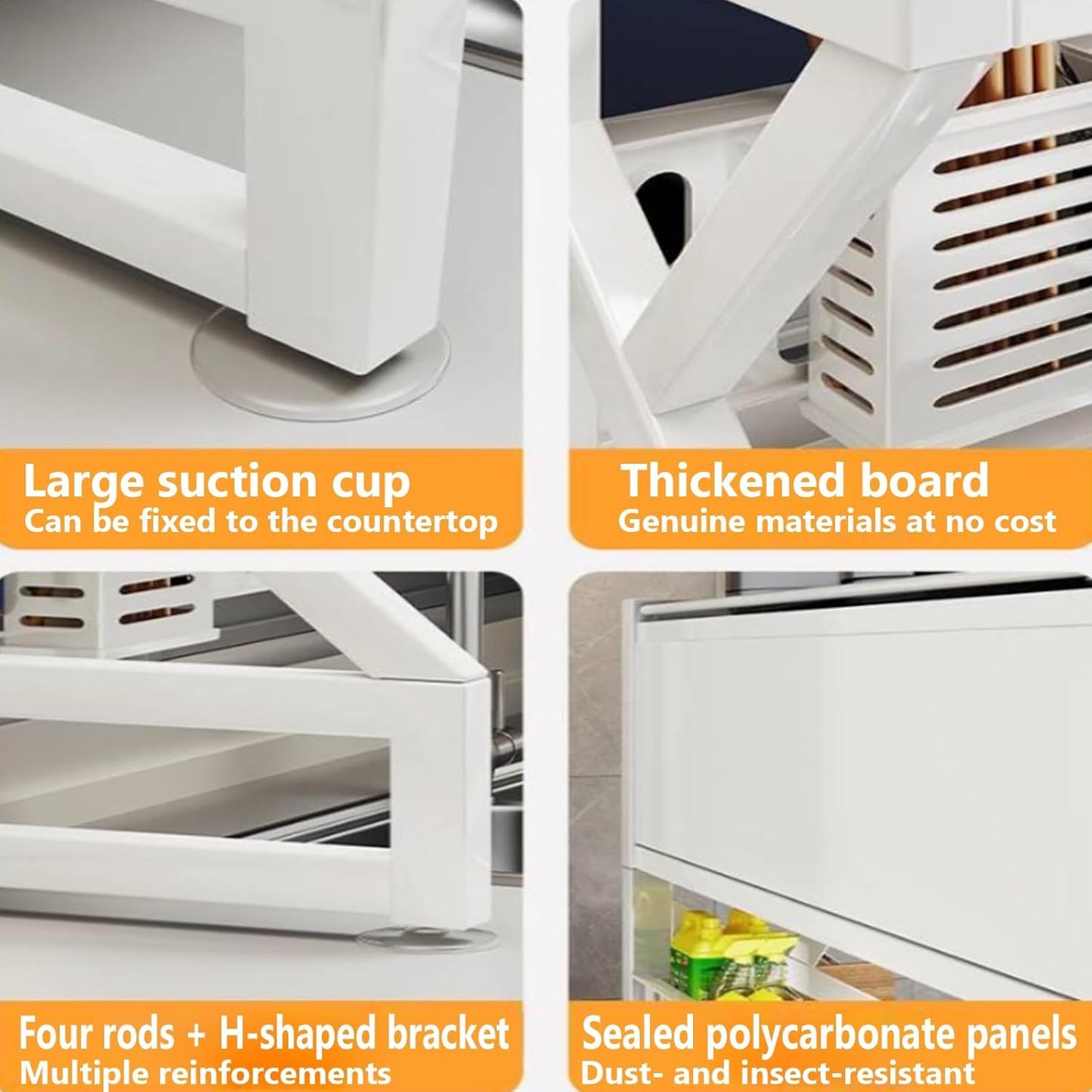 Kitchen sink rack dishwashing sink countertop dustproof cupboard storage multifunctional tableware storage drain rack double layer,KeepKitchen Sink Shlef Organized Space-Saving(Black,105cm/41.3in)