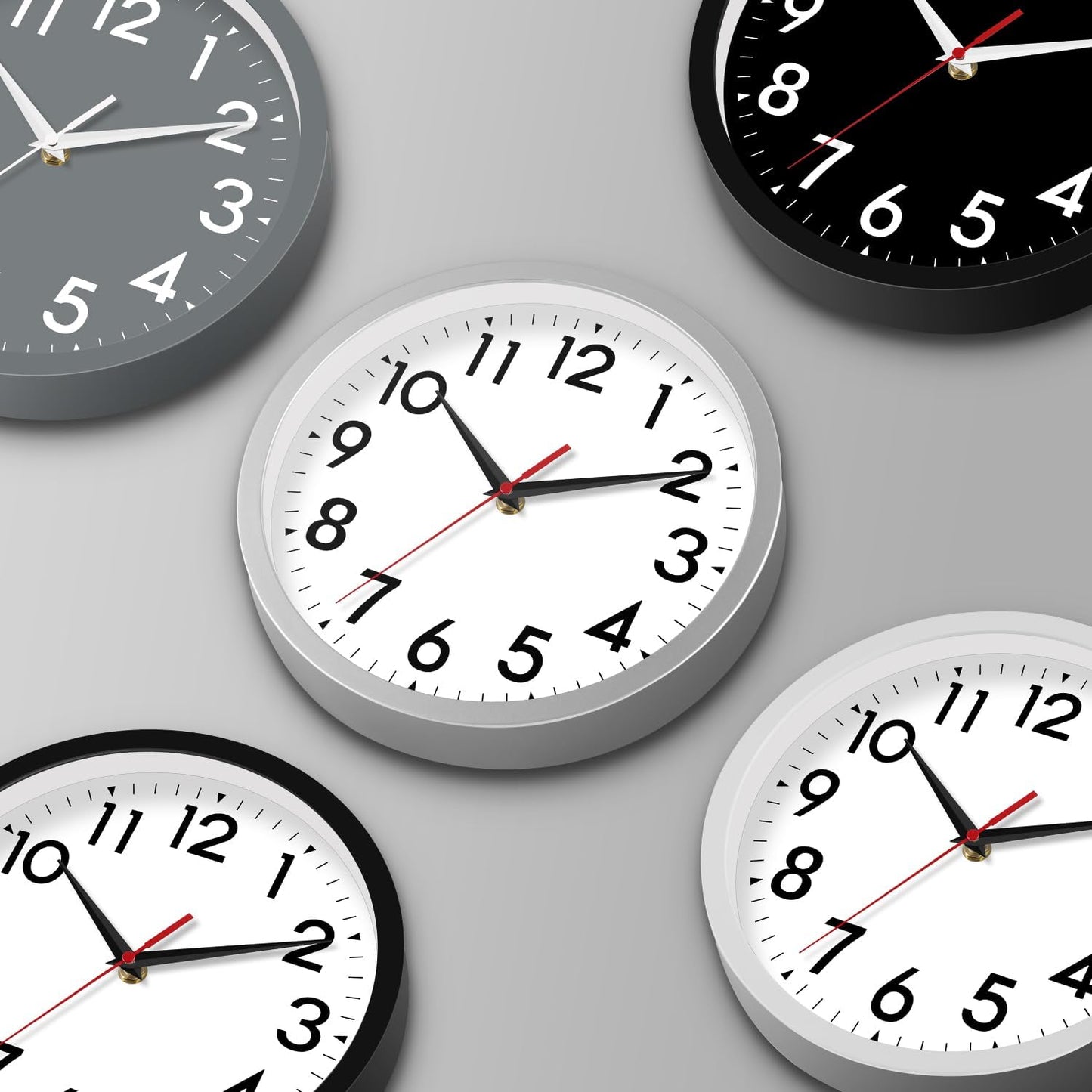 Wall Clock Modern Battery Operated 10 Inch Simpel Silent Non Ticking Analog Decorative for Kitchen Bathroom Bedroom Office Living Room School Classroom(White)