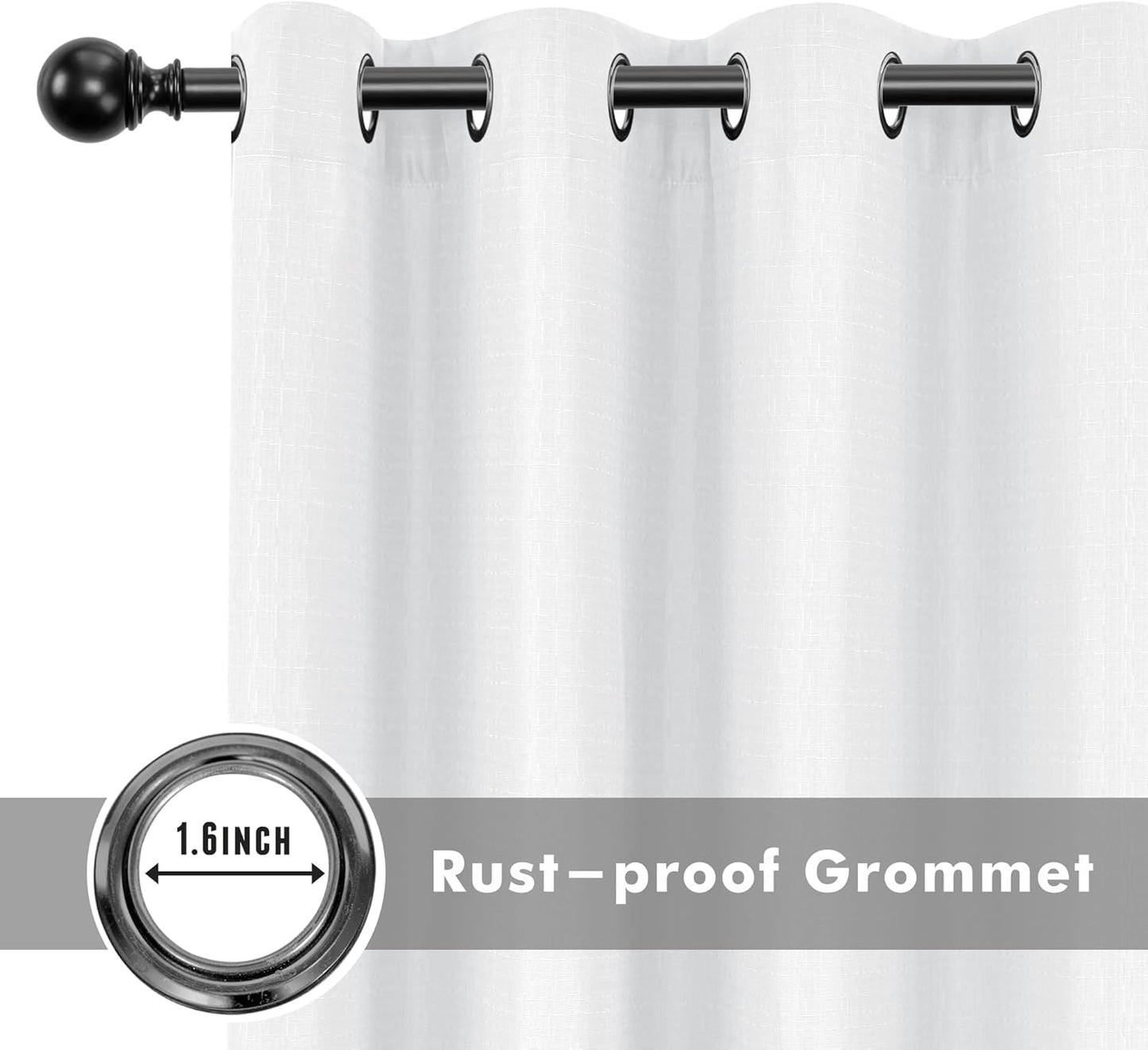 HolidayIdeas 4 Panels Linen Outdoor Curtains for Patio Waterproof White Curtains 84 Inch Length Set-Wide Curtains Weatherproof, Privacy, Textured for Pergola, Porch, Gazebo-110 Wide x 84" Long