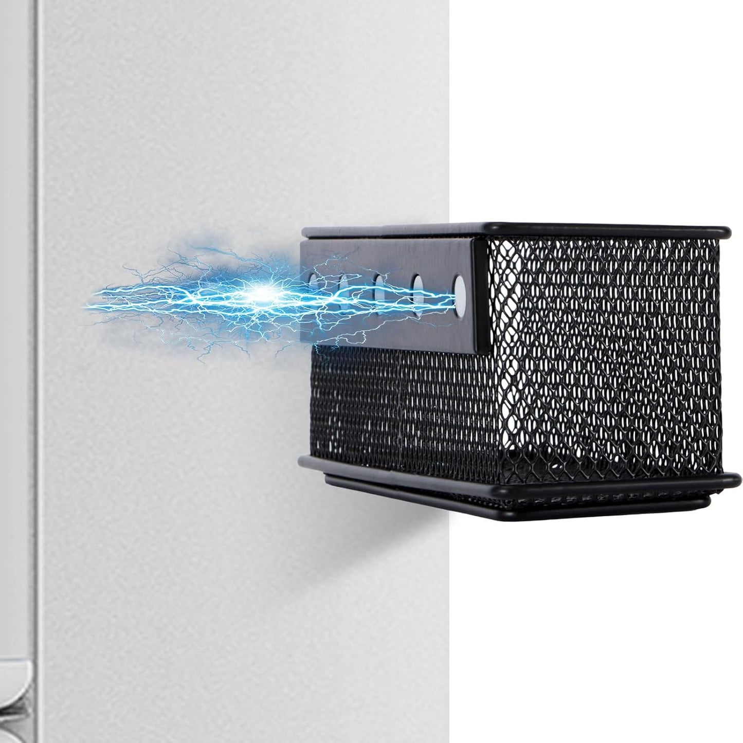 6.29'' × 2.28'' × 2.48 Black Magnetic Basket for Refrigerator Magnetic Organizer Holder Locker Organizer for Home Office Accessories Magnetic Basket for Whiteboard,Set of 4