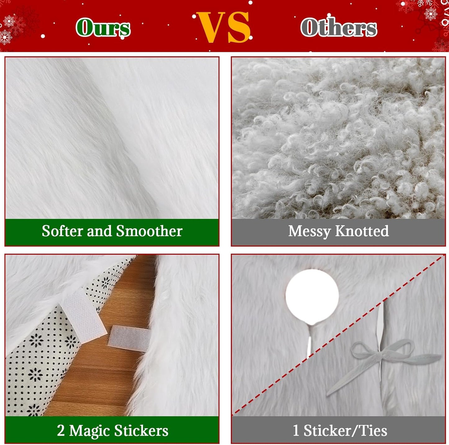 36 Inch Faux Fur Christmas Tree Skirt Soft Snow White Plush Tree Mat Christmas Decorations Fluffy Tree Skirts Xmas Holiday Party Indoor Decorations