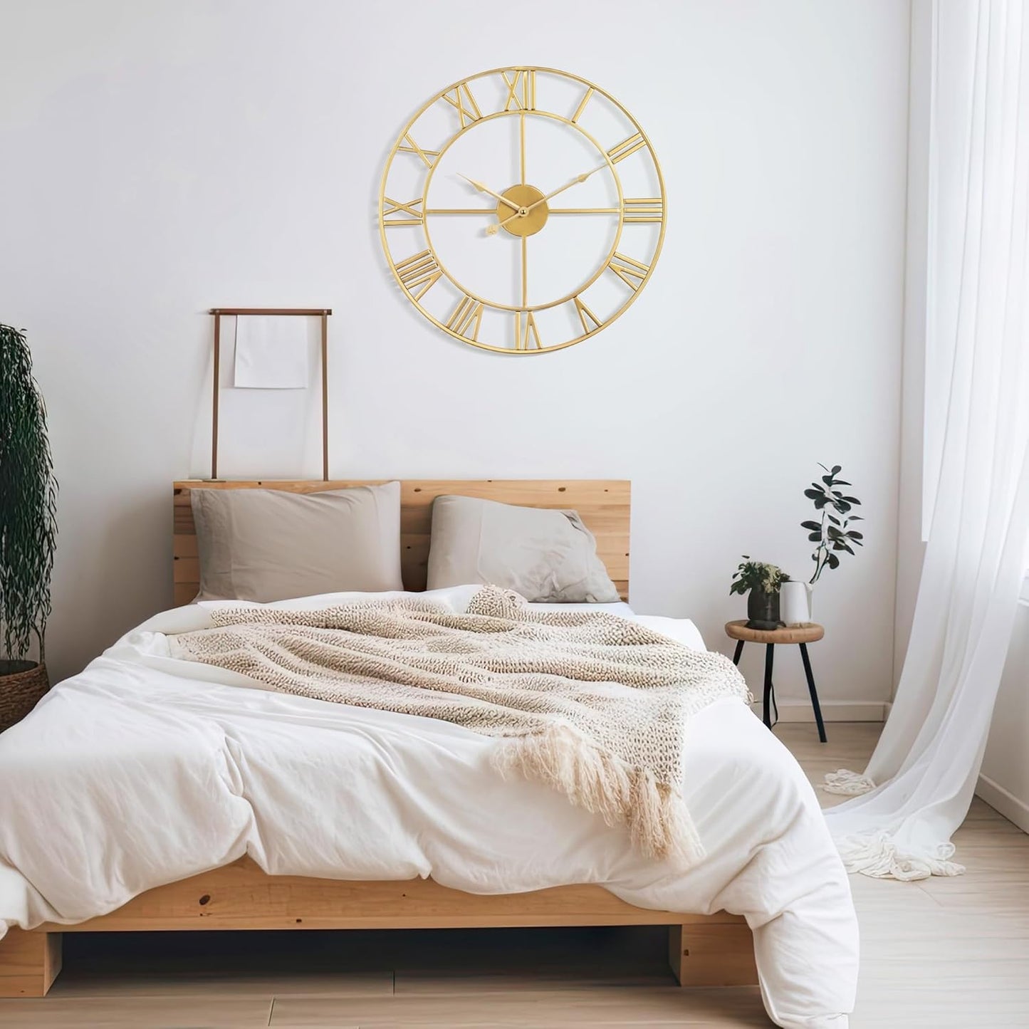 Large Wall Clock For Living Room Decor - 80cm/ 32 Inches Nearly Silent Non-Ticking Metal Wall Clocks Battery Operated, Vintage Decorative Modern Wall Clock For Bedroom, Office, Farmhouse Decor