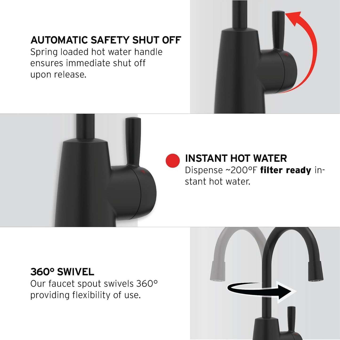 InSinkErator Stainless Steel Tank, H250MBLK-SS HOT250 System, Single-Handle Matte Black Faucet with 2/3-Gallon Instant Hot Water Dispenser