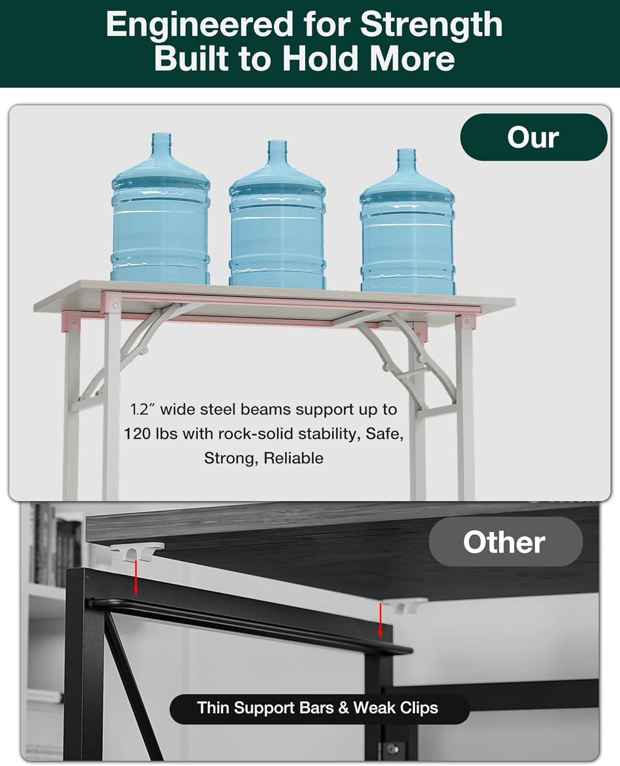 Frylr Small Folding Computer Desk – Portable 55.1 Inch Foldable Laptop Table, Collapsible and Compact for Easy Storage and Fast Setup, Lightweight for Small Spaces, Craft and Study Use, White