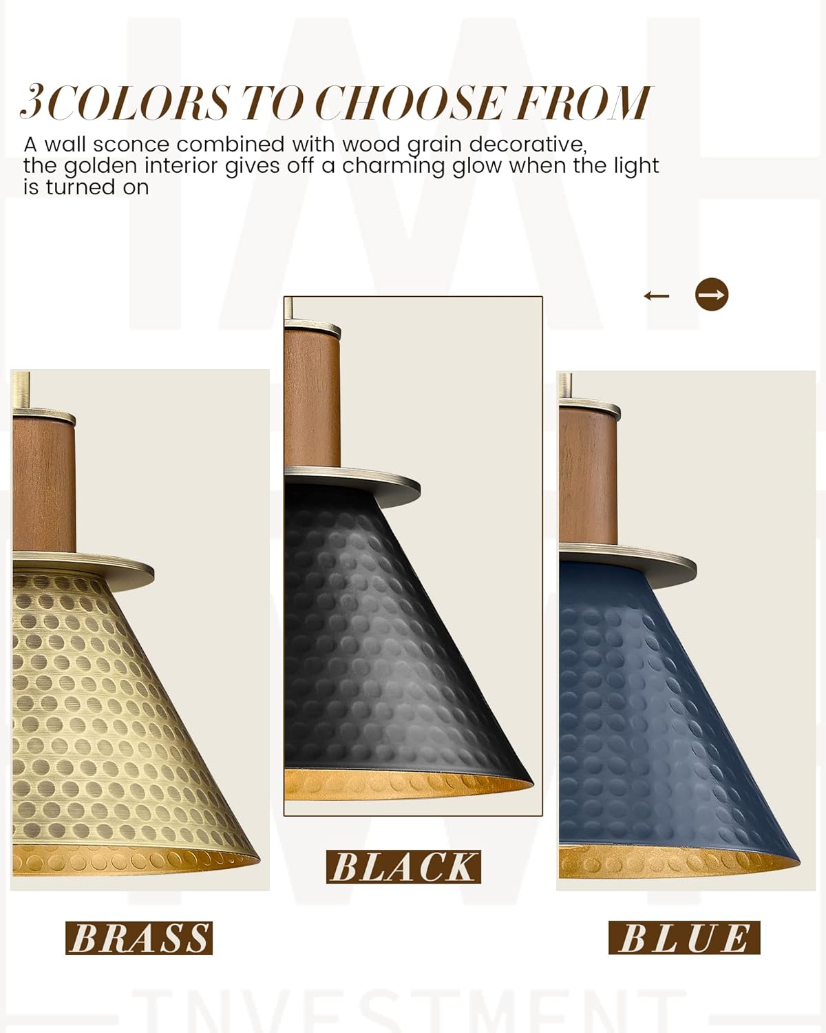 Modern Wall Sconces Set of Two, HWH Industrial Sconce Wall Lighting 1-Light, Gooseneck Barn Wall Vanity Light for Bedroom Kitchen, Hammered Metal Shade, Black and Gold Finish, 5HZG74B-2L BK+BG