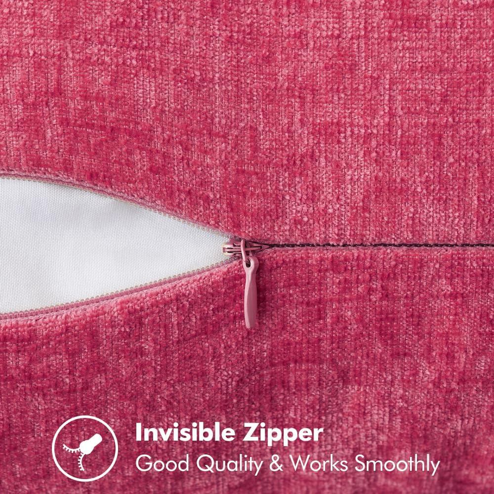 MIULEE Pack of 2 Couch Throw Pillow Covers 20x20 Inch Hot Pink Farmhouse Decorative Pillow Covers with Stitched Edge Soft Chenille Solid Dyed Spring Pillow Covers for Sofa Bed Living Room