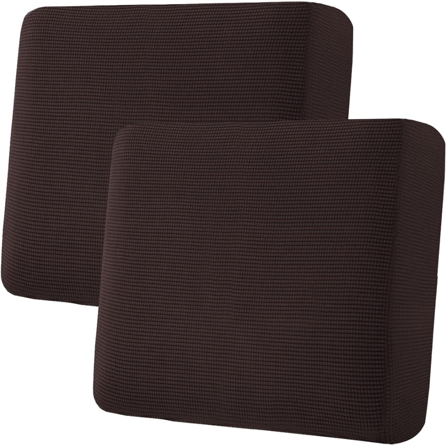 H.VERSAILTEX Super Stretch Individual Seat Cushion Covers - Thick Jacquard Textured Twill Fabric (2 Piece Large Sofa Cushion Covers, Chocolate)
