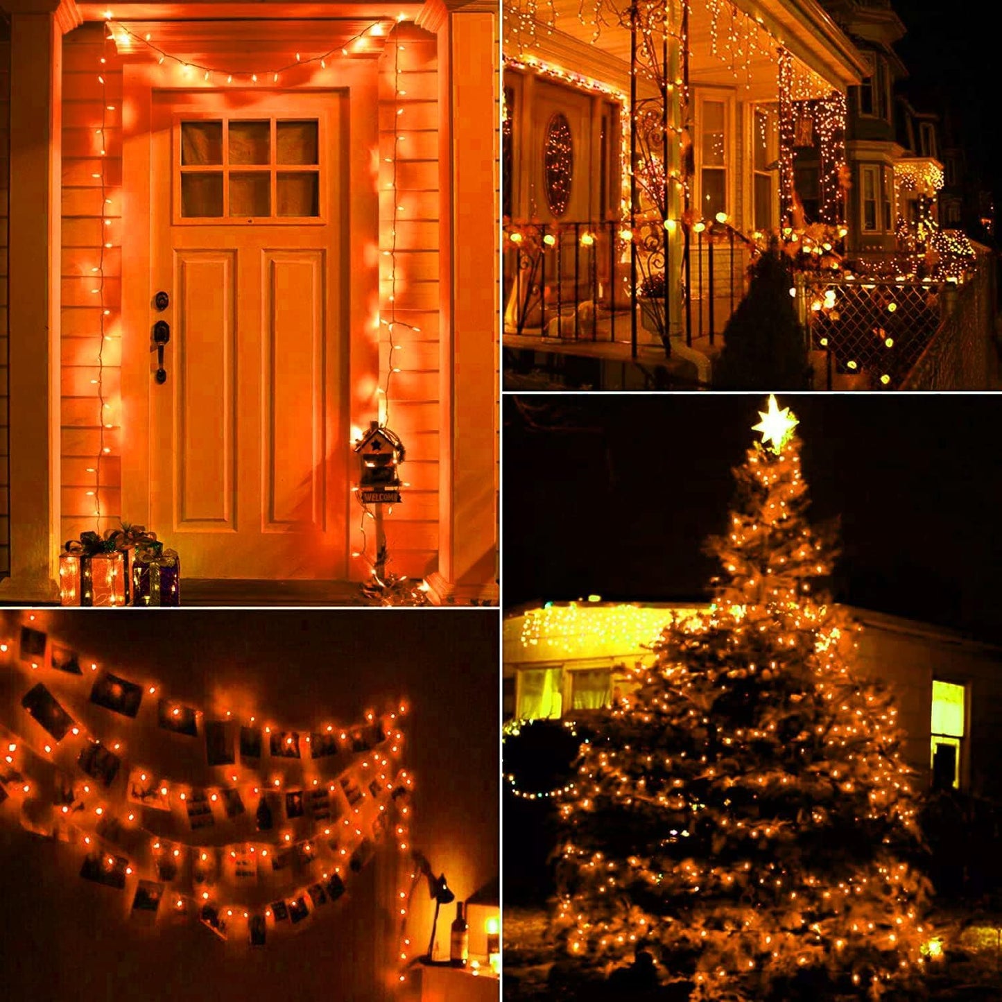 2Pack Orange Outdoor Halloween Lights, 39Feet 100 LED Mini Lights with 8 Lighting Modes, Connectable Halloween String Light Plug in for Garden Patio Haunted House Ghost Holiday Lighting Decoration