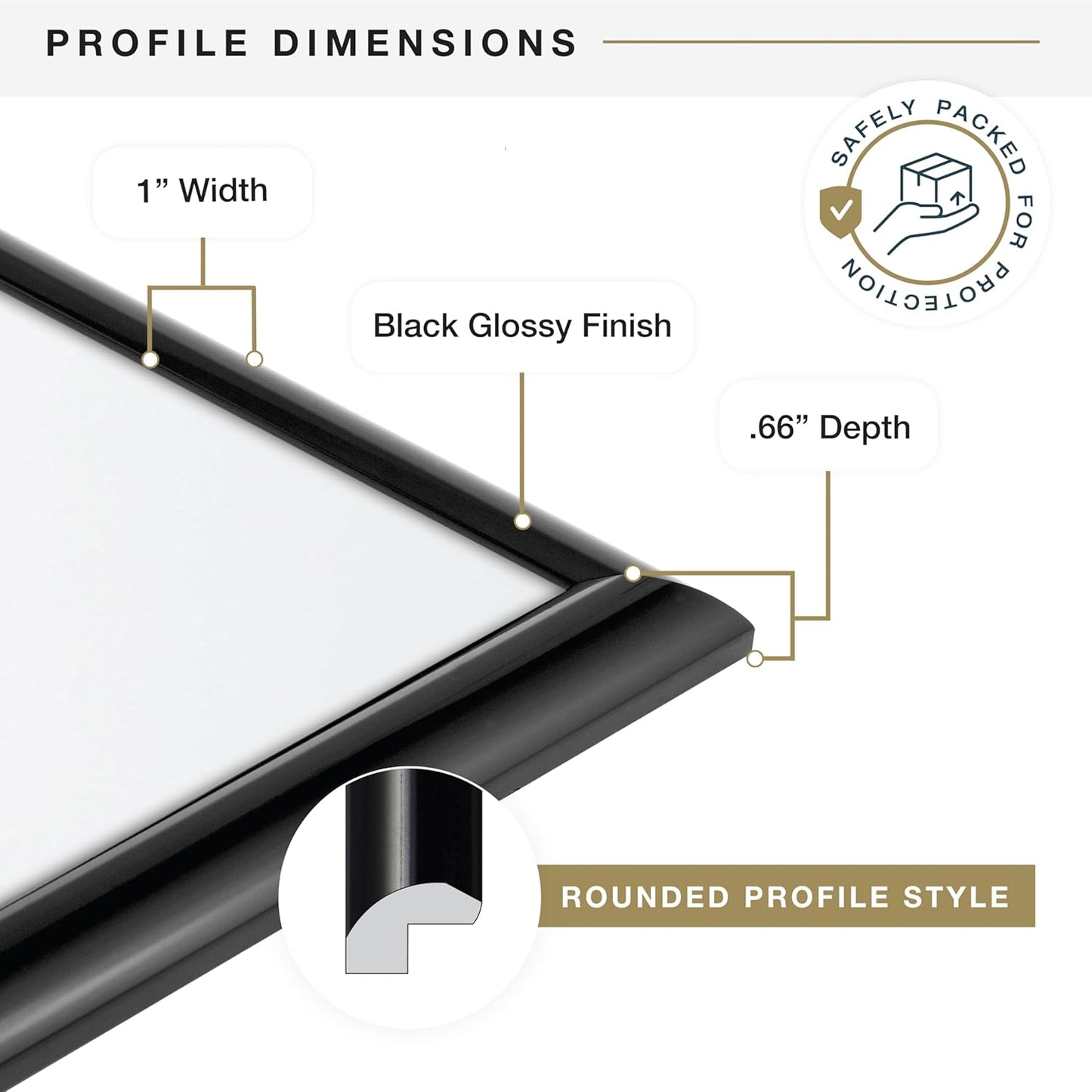 MCS Trendsetter 24x32 Poster Frame Black High-Gloss, Vertical & Horizontal Wall Hanging Large Picture Frame for Photos, Posters & Art Prints (1-Pack)