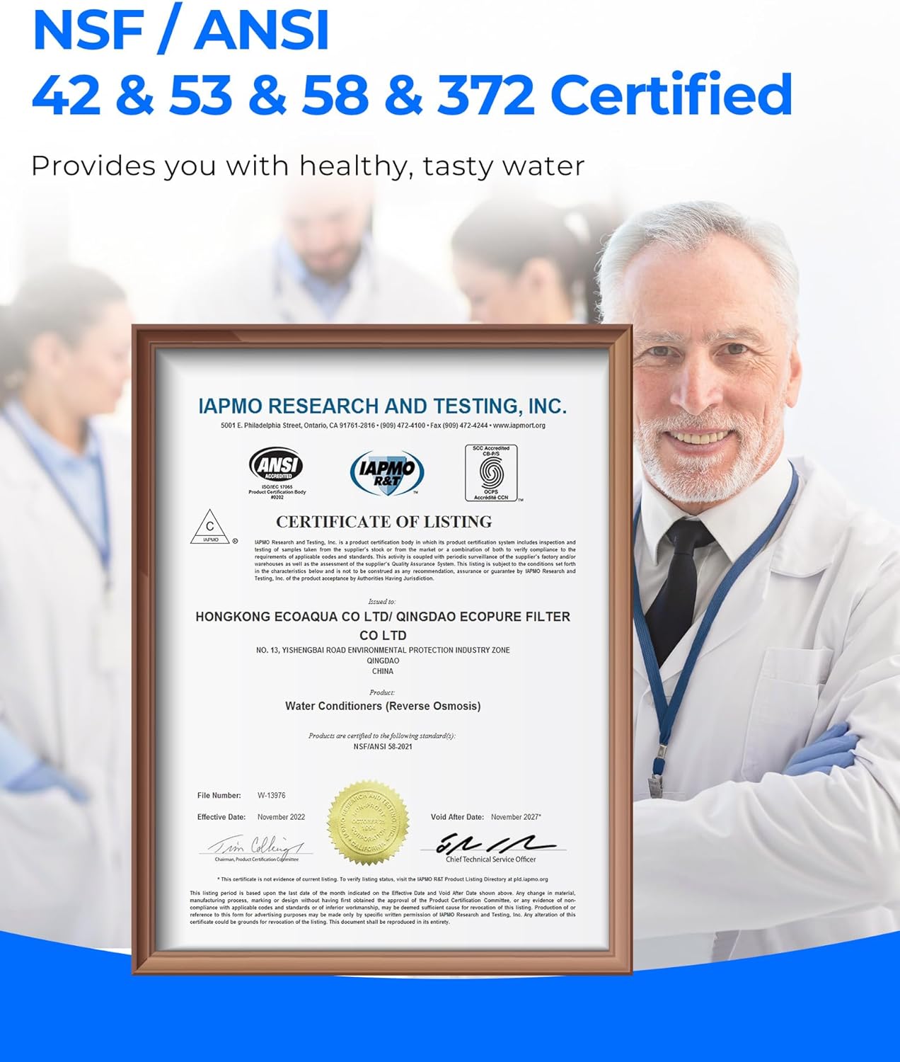 Waterdrop G3P800 Reverse Osmosis System, 800 GPD Fast Flow, NSF/ANSI 42 & 53 & 58 & 372 Certified, 3:1 Pure to Drain, Tankless Under Sink RO Water Filter System, LED Purifier, Smart Faucet