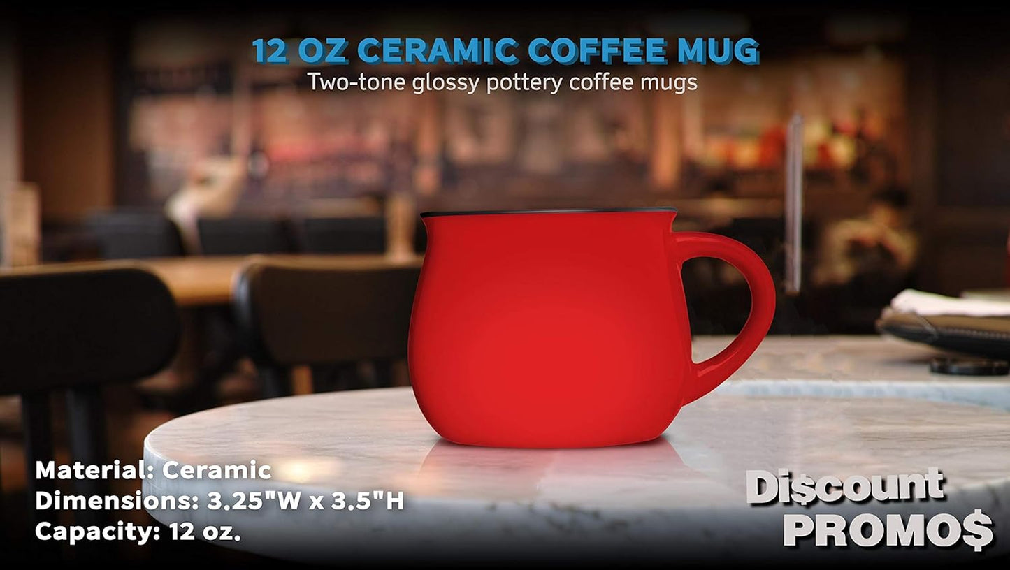 DISCOUNT PROMOS Glazed Campfire Coffee Mugs 12 oz. Set of 10, Bulk Pack - Perfect for Coffee, Tea, Espresso, Hot Cocoa, Other Beverages - Red