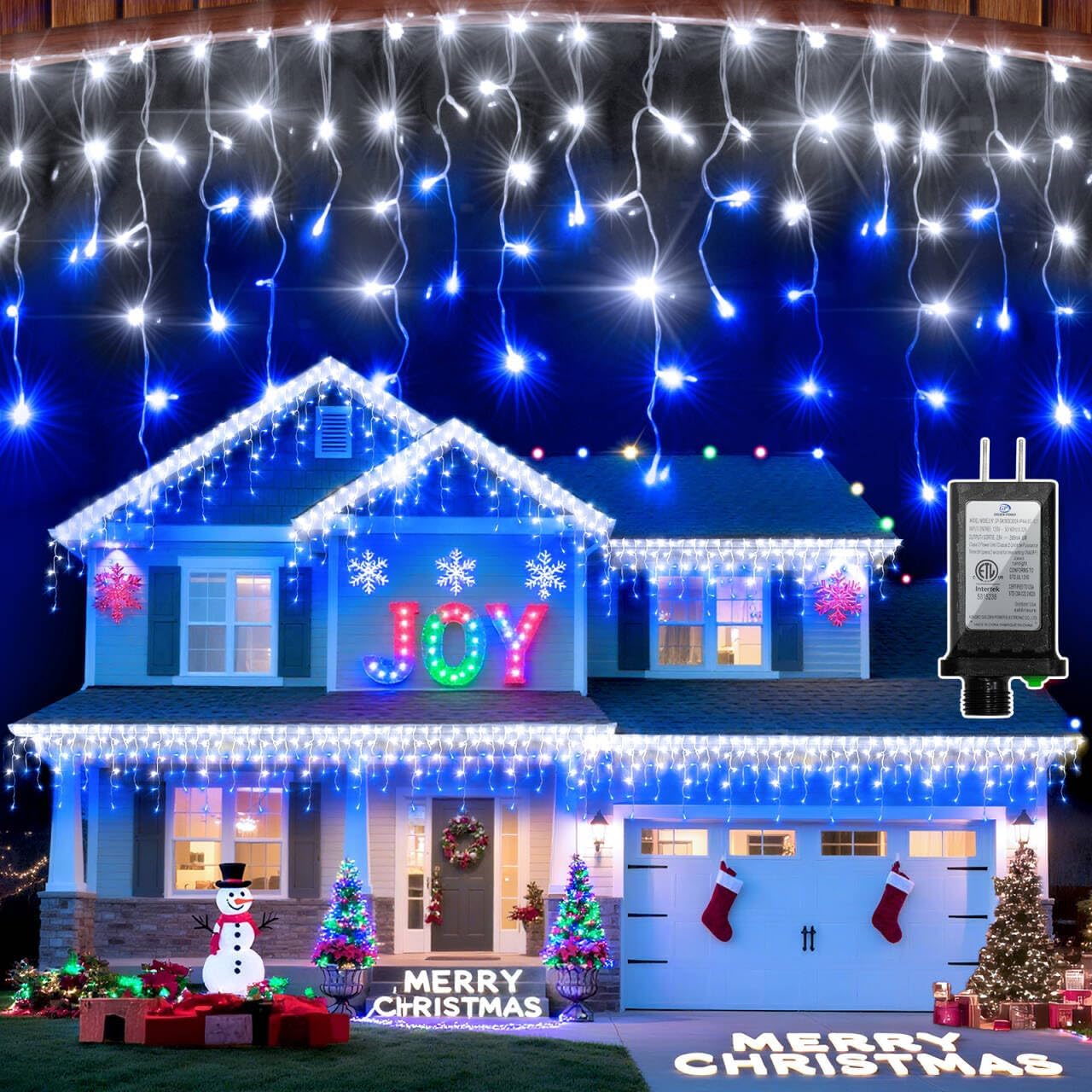 1620 LED Christmas Lights with 360 Drops,164ft 8 Modes Fairy Hanging String Lights with Time Waterproof, Plug-in Hanging String Lights for Holiday Wedding Party Christmas Decor Blue & CoolWhite