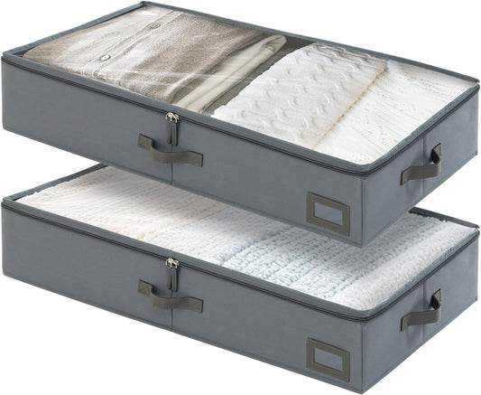 6-Inch Under Bed Organizer, Under Bed Storage Container, Under Crib/Couch Storage, Underbed Storage Box for Seasonal Clothing, Sweaters, Shoes, Blankets, Wrapping Paper & Toys 33" L×17" W×6" H