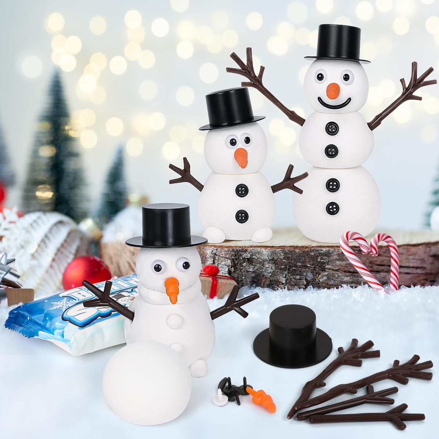 24 Pack Snowman Crafts, Christmas Decoration DIY Kit, Christmas Snowman Gift Bulk, Build a Modeling Clay Snowman Kit with Air Dry Clay Xmas Stocking Stuffers Gift for Party Favors Winter Activities