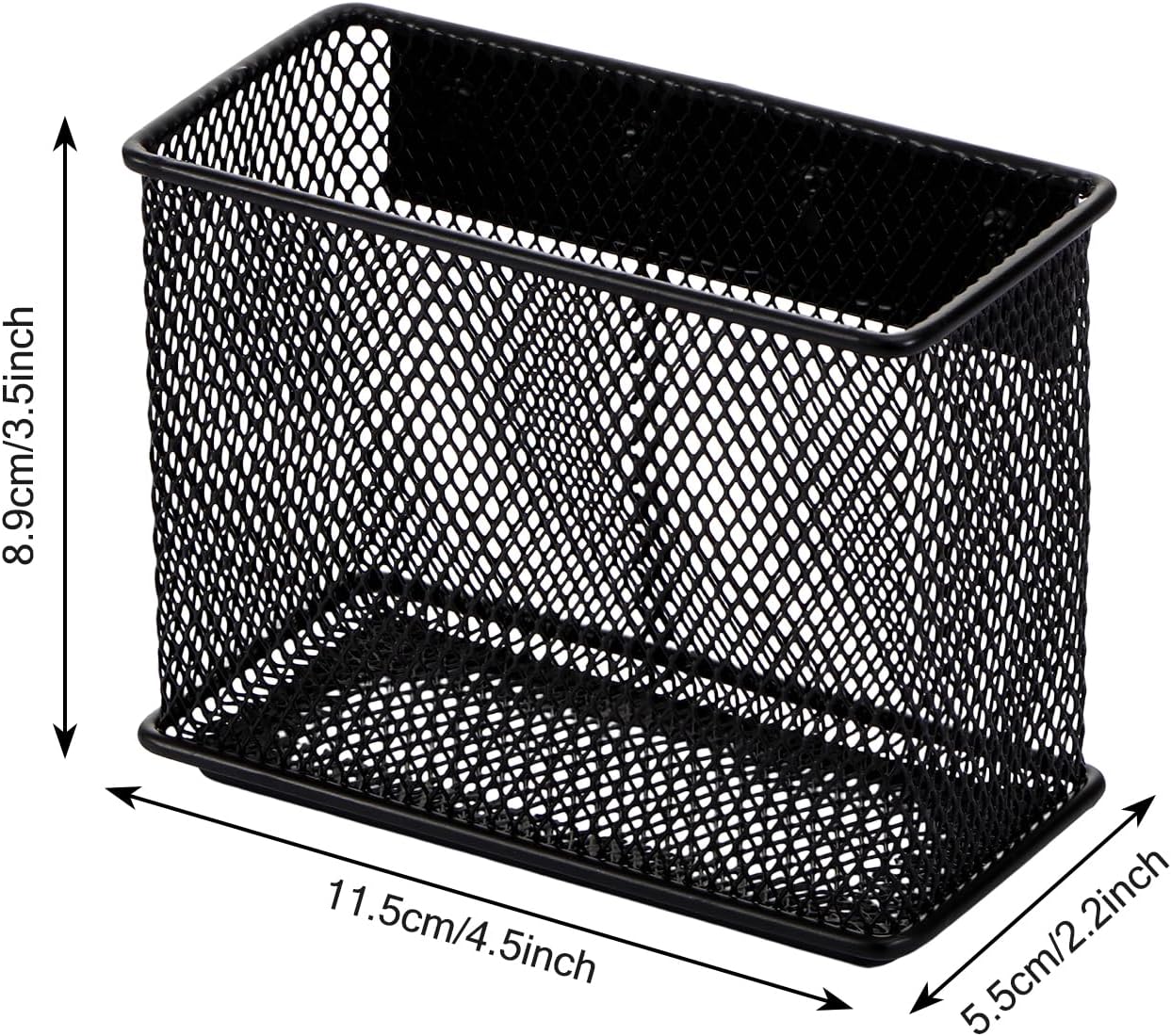 4.5'' × 2.2'' × 3.5'' Magnetic Basket for Whiteboard Black Magnetic Basket for Fridge Magnetic Organizer Holder with 4 Strong Magnets Magnetic Holder for Refrigerator Locker, Set of 2