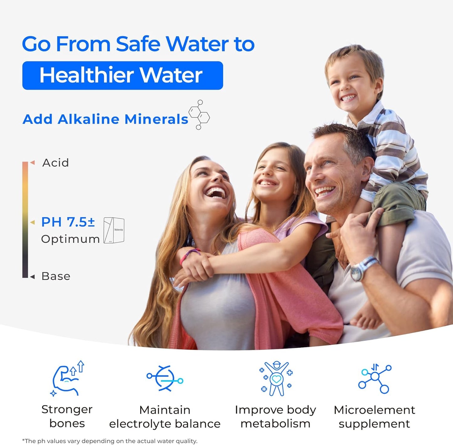Waterdrop X12-Alkaline Mineral pH+ Tankless Reverse Osmosis System, NSF/ANSI 42&58&372 Certified, 1200 GPD RO Water Filter System, 11-Stage Filtration, 3:1 Pure to Drain, UnderSink, Black Faucet