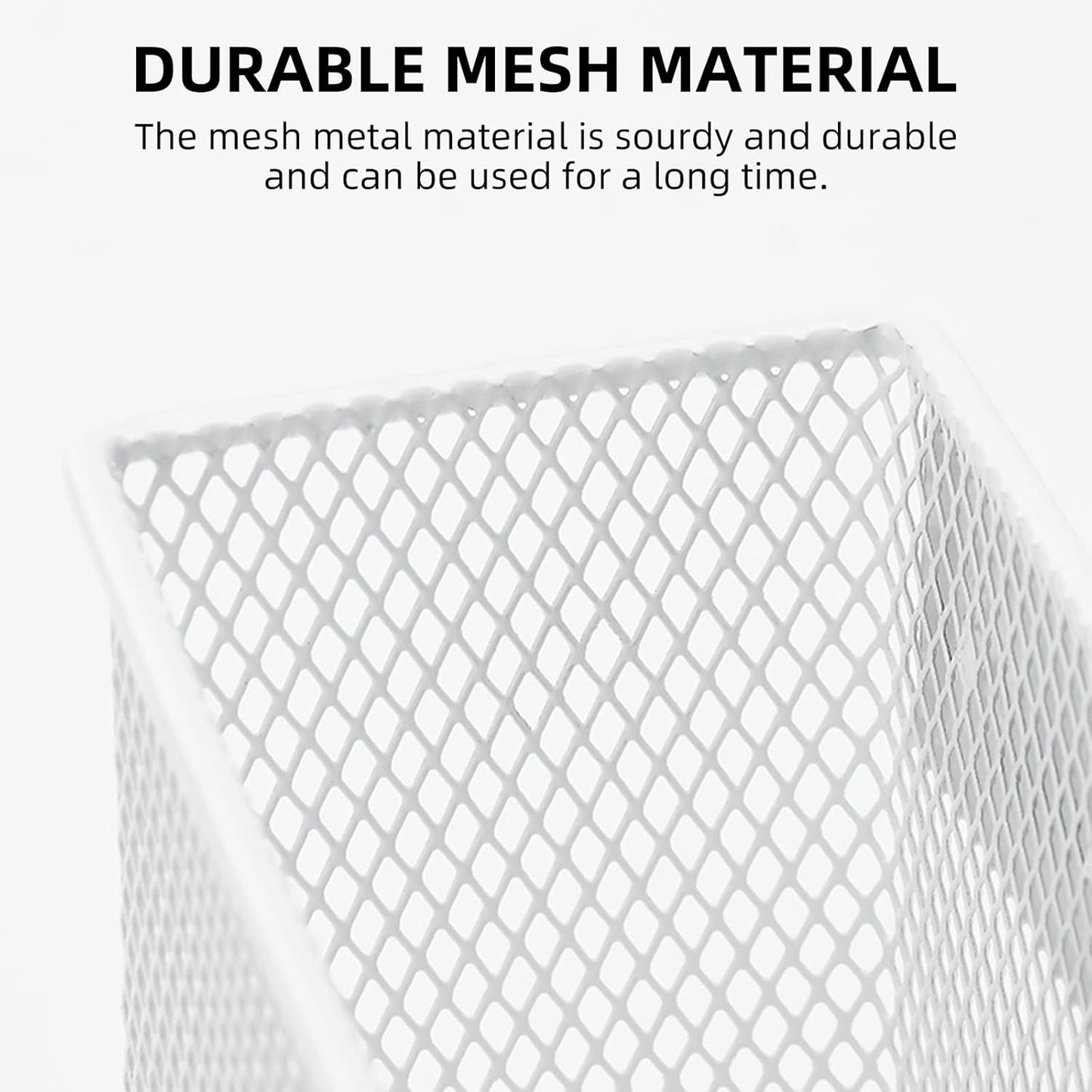 dedoot Magnetic Pencil Holder, Locker Pencil Holder Strong Magnetic Holder for Whiteboard Marker, 4.7x2.3x3.7inch Black Mesh Magnetic Holder for Fridge, Sponge, Recipe, Beverage,White